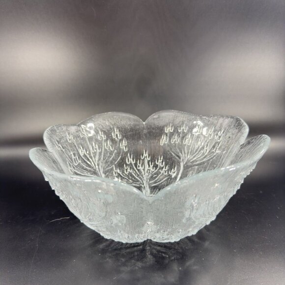 Lasisepät Mantsala Cow Parsley Glass Bowl Clear Textured Dish Pertti Kallioinen - Picture 15 of 16